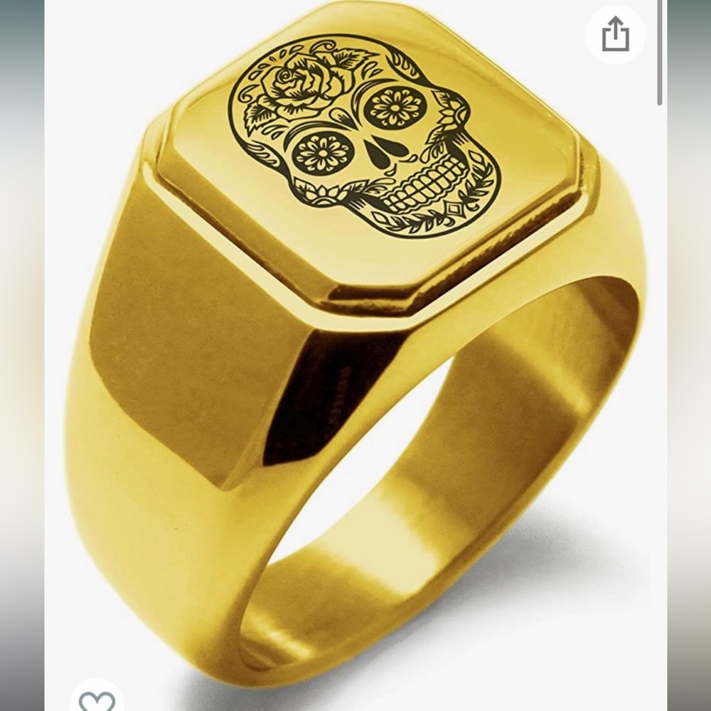 TIONEER Stainless Steel Signet Biker Rings for Men, Skull
Symbol Square Flat Top